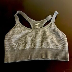 Gray, size large sports bra, adjustable straps.